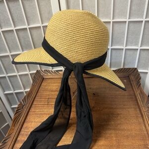 SanDiegoHat,Woman,Hat,One Size,Natural,Paper-Polyester,Black Ribbon,cloche sun.!